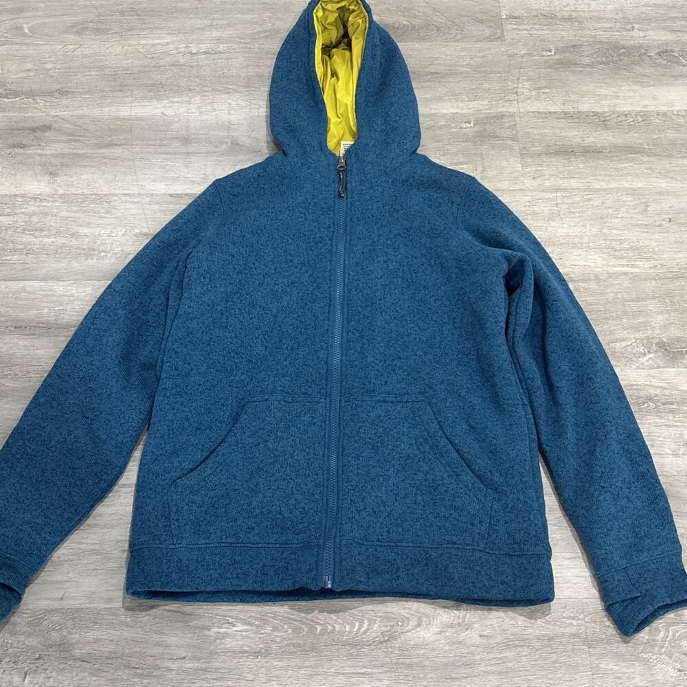 LL Bean Sz 18 Insulated Primaloft Knit Girls Blue Green Aqua Jacket Coat Hoodie